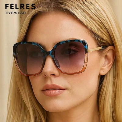 Gafas de sol con montura grande ojo de gato hombres mujeres personalidad viaje gafas de sombra lo último Foto 1 de 4