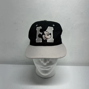 Vintage Mickey Mouse Snapback Hat Big Logo Blockhead Embroidered Spell Out - Picture 1 of 4