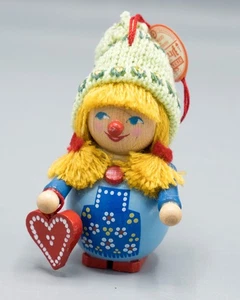 Vintage Steinbach Wooden Blonde Gretel 3.5” Christmas Ornament Germany with Tag - Picture 1 of 7