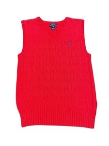 Polo Ralph Lauren Little Boys Small (8) Cable Knit Sweater Vest Red - Picture 1 of 7