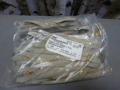 2" - 7 in. 100 YKK Brass Khaki Pants Zippers YGRC-459 GSN8 J 7/16 KENSIN N-ANTI - Image 1 of 4