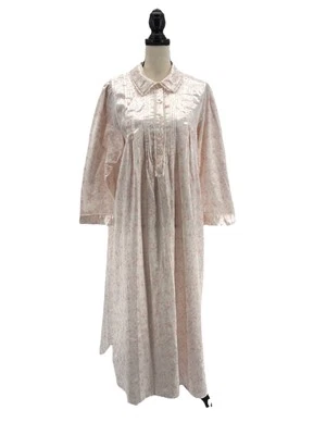 Camisón Miss Elaine para mujer rosa floral manga media larga algodón respaldo satinado Foto 1 de 4