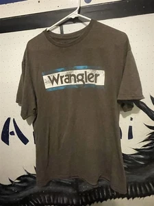 Camiseta Wrangler Para Hombre Talla L Gris Azul Logo Envejecido Camiseta - Imagen 1 de 5