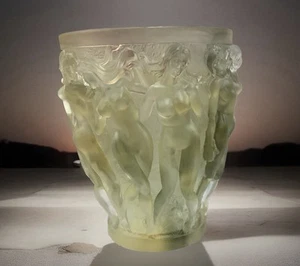 Xl Lalique Style Bacchantes Crystal Ombere Vase H10” Heavy Art Glass 11lb - Picture 1 of 8
