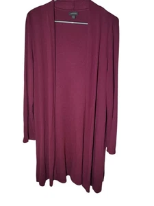 J Jill Wearever Long Line Ribbed Purple Open Cardigan W Side Vents M - Bild 1 von 7