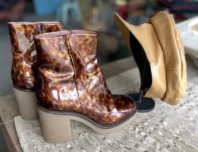 Botines Santoni de cuero con estampado de leopardo, para mujer (talla 6,5) 37,5 Foto 1 de 4