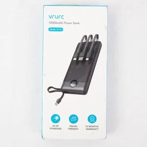 Vrurc Portable Charger 10,000mAh Black Power Bank T1116 - Picture 1 of 3