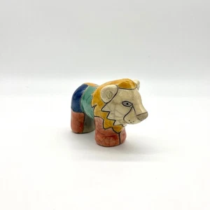 Raku Keramik südafrikanische bunte Keramik Löwe Figur handbemalt Tier - Bild 1 von 8
