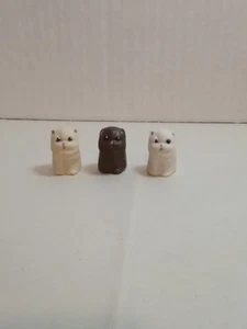 Juego de 3 dedales de gato de porcelana pintados a mano vintage - Imagen 1 de 2