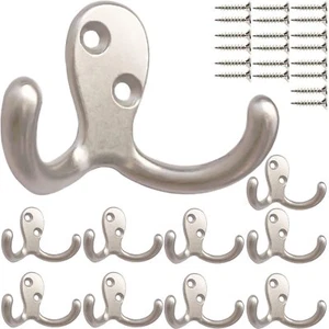 Wall Hooks 10Pcs Coat Hooks Hardware Towel Hooks for Hanging Coats Double - Picture 1 of 7
