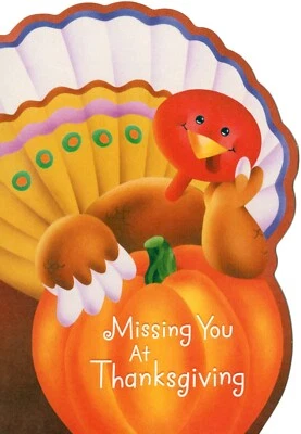 Cute HAPPY THANKSGIVING Card, Missing You Turkey Pumpkin by Hallmark + Envelope - Image 1 of 4