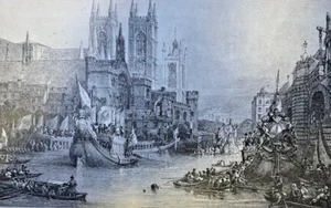 1885 Vintage Magazine Illustration England Westminster Hall On Lord Mayor's Day - Picture 1 of 2