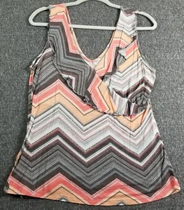 Camiseta sin mangas Maurices para mujer grande L Chevron sin mangas cuello en V tejido elástico - Imagen 1 de 9