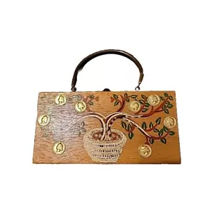 Gary Gail Dallas Money Tree Mirrored Wood Box Purse - Picture 1 of 8