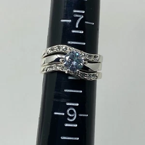 Charter Club Size 8 Silver Tone Cubic Zirconia Three Piece Engagement Ring Set - Picture 1 of 7