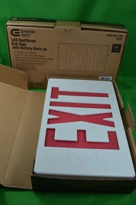 2 Cartelli di Uscita LED Elettrici Commerciali,Rosso/Verde,Può essere Doppio Lato,No Backup Bat - Foto 1 di 6