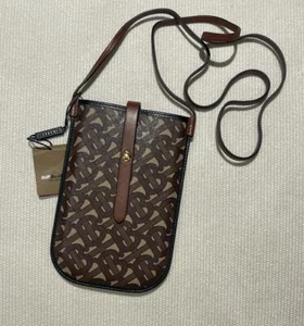BURBERRY TB MONOGRAM CROSS BODY PHONE CASE WITH CARD SLOTS DESIGNER - Zdjęcie 1 z 11