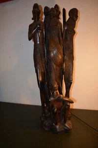 Figura de madera grupo familiar Massai Kenia Mr. D Ndaka 90 cm - Imagen 1 de 13