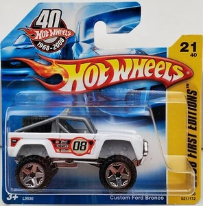 Custom Ford Bronco White 2008 Hot Wheels #21 First Editions Short Card Mattel - Bild 1 von 7