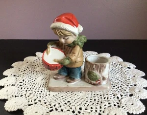 VTG Verona Vergasi Drummer Boy Christmas Votive Candle Holder Bisque 1979 Taiwan - Picture 1 of 12