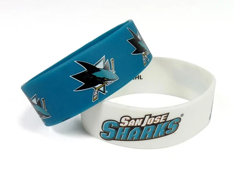 San Jose Sharks Silicone Bracelets 2 Pack Wide [NEW] NHL Jewelry Bracelet Cover