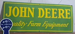John Deere Farm Implements Porcelain Enamel Sign 36 x 15 Inches 1 Sided - Picture 1 of 6