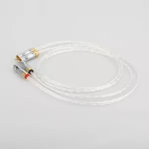 Pair 8N OCC Copper Silver Plated Audio RCA Cable HiFi Wire Interconnector Cords - Picture 1 of 10