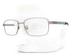 Gucci GG 0693O 002 Men's Eyeglasses Glasses Matte Silver & Green 56-17-150 - Imagen 1 de 9