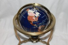 Lapis Gemstone World Globe 8" Desk Top Semi Precious Stone Inlaid Compass Lapis Gemstone World Globe 8" Desk Top Semi Precious Stone Inlaid Compass