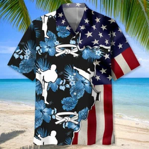 Karate Tropical Flag Hawaiial Shirts For Men, Martial Art Hawaiian Shirts, Karat - Picture 1 of 3