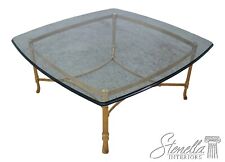 F61983EC: LABARGE Brass & Glass Top Coffee Table