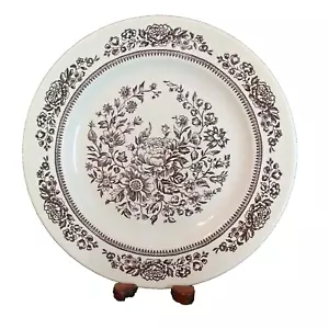 Vtg Royal China Sussex Cavalier Ironstone 10" Dinner Plate Brown Floral on Cream - Picture 1 of 5