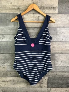 Accesorio Traje de Baño Talla UK 18 Azul Marino Rayas Lexi Forma Sumergir Vacaciones Natación - Imagen 1 de 9
