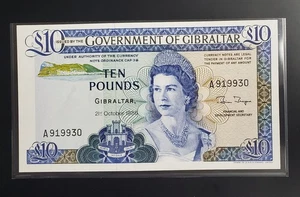 Government of Gibraltar 10 Pounds Note, 1986, P-22b Choice Unc. - Picture 1 of 2