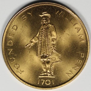 Sello de la Ciudad de Filadelfia Medalla de Bronce Fundada por William Penn - Imagen 1 de 2