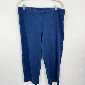 J. Jill Women PureJill Indigo Slim Crop Pants Size L Pull On Cotton Stretch Blue - Picture 1 of 6