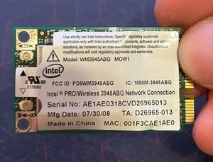 Intel PRO/Wireless Mini PCIE - Model#WM3945ABG MOW1 &HP#407576-001 OR 409407-001 - Afbeelding 1 van 2