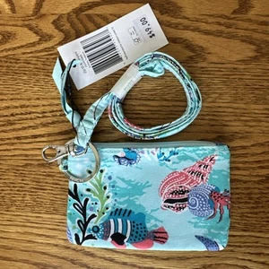 Vera Bradley ZIP AUSWEIS & SCHLÜSSELBAND Antillen Schatz Engel Fisch Mini Geldbörse GENAU NEU - Bild 1 von 6