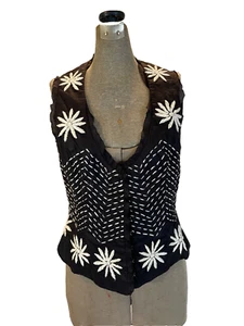 Navy Cotton White Embroidered Vest Snug Fit by Feraud - Picture 1 of 7