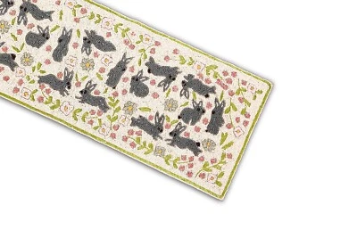 Easter Bunny Table Runner Handmade Beaded Table Runner Easter Tableware 13X36 In - Image 1 of 4