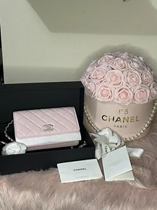 22S CHANEL Classic Crystal CC ๐ WOC Wallet On Chain Pink Caviar Bag - Picture 1 of 6