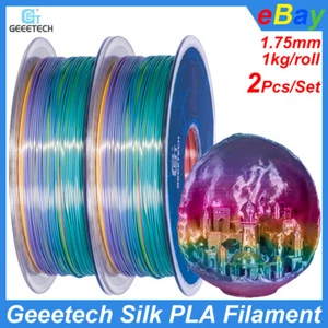 2 pezzi GEEETECH seta PLA stampante 3D fiamento 1,75 mm 1 kg seta arcobaleno liscio PLA - Foto 1 di 8