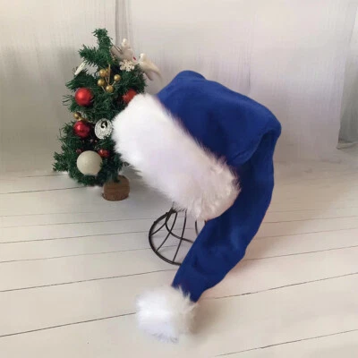 Chapéu longo de Natal adulto pelúcia fantasia de Natal pompom Papai Noel boné - Imagem 1 de 4