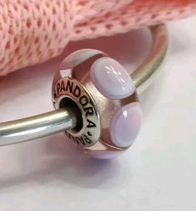 Genuine Pandora Pink Spot Stepping Stones Murano Charm ALE 925 #790911 - Picture 1 of 5