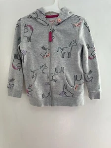 Cat & Jack Kids Girls Colorful Unicorn Cozy Full Zip Hoodie Heather Gray XS 4/5 - Picture 1 of 6
