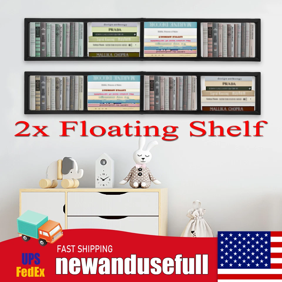 2x Estante Flotante Montado en la Pared CD DVD Rack Medios Almacenamiento Rack Organizador Estantes Foto 1 de 4