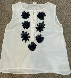 CREWCUTS WHITE WITH EMBROIDERED NAVY FLOWERS BLOUSE GIRLS 12 * - Picture 1 of 4