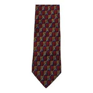 Ermenegildo Zegna Krawatte Herren Rot Blau Gold Geometrisch Seide Made In Italy Krawatte - Bild 1 von 4
