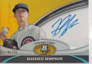 2011 Bowman Platinum Autograph Gold Refractor HAYDEN SIMPSON Auto /50 Cubs - Picture 1 of 2