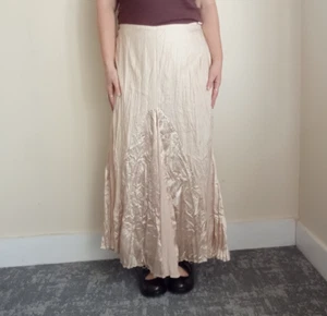 Grace Hill Y2K Panelled Crinkle Maxi Skirt AU16 Floaty Full Satin Chiffon Fairy - Picture 1 of 16